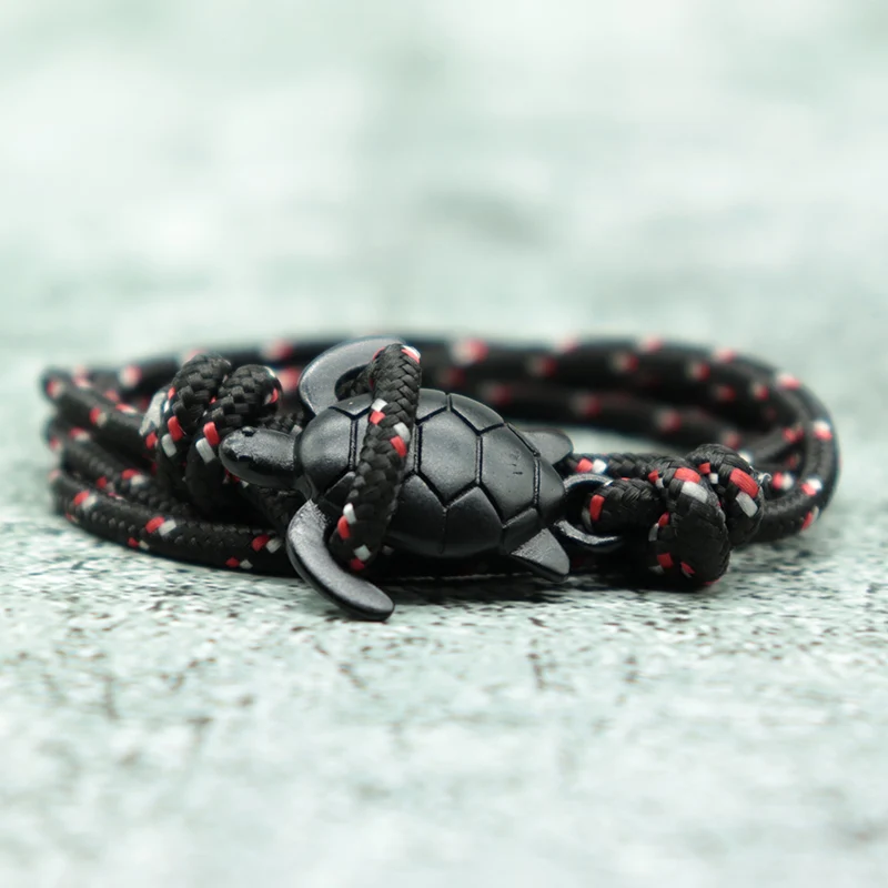 Fashion Handmade Paracord Sea Turtle Bracelet Charm Multilayer Rope Viking Braclet For Men Women Wristband Jewelry Pulseira | Украшения и