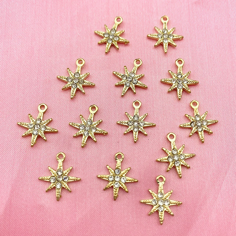 

10Pcs Gold Color Rhinestone Star Charms DIY Jewelry Making Stars Earrings Jewellery Accessories Wholesale DIY Earrings Findings