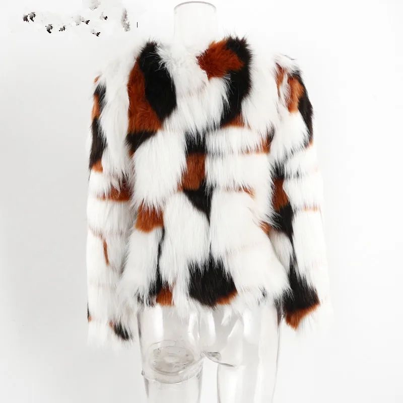 Пушистое меховое пальто для женщин пушистое теплое с длинным рукавом