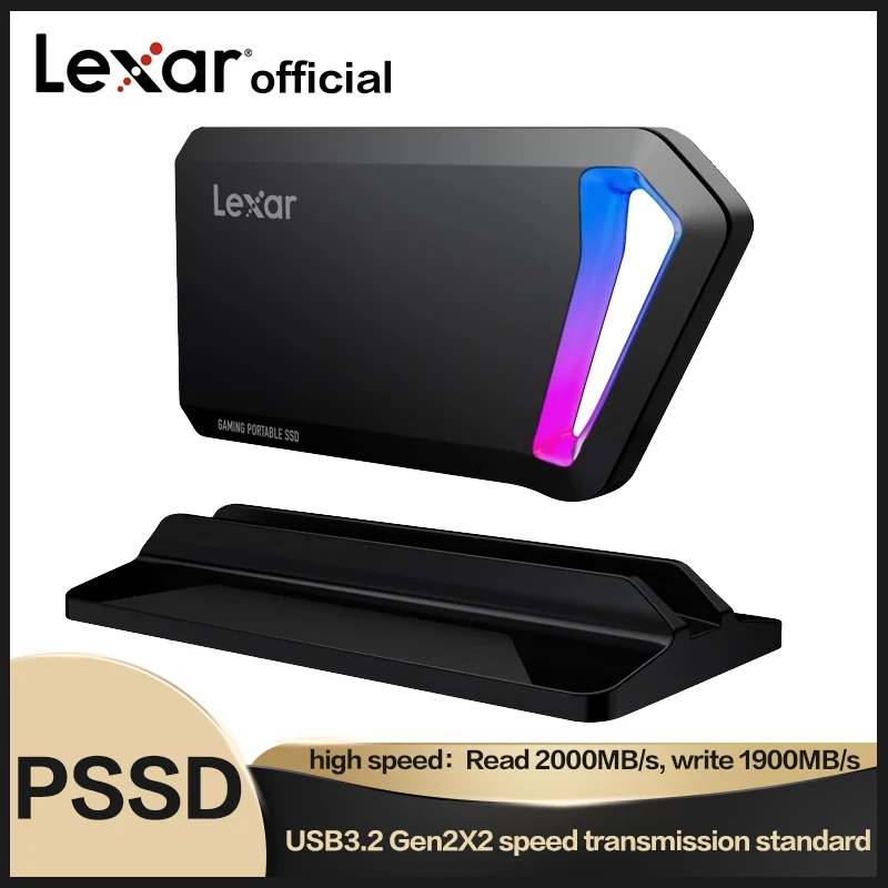 

Мобильный твердотельный жесткий диск Lexar, 1 ТБ, 512 ГБ, Type-c SL660 BLAZE game шифрование PSSD USB 2000, чтение до дюйма, RGB подсветка