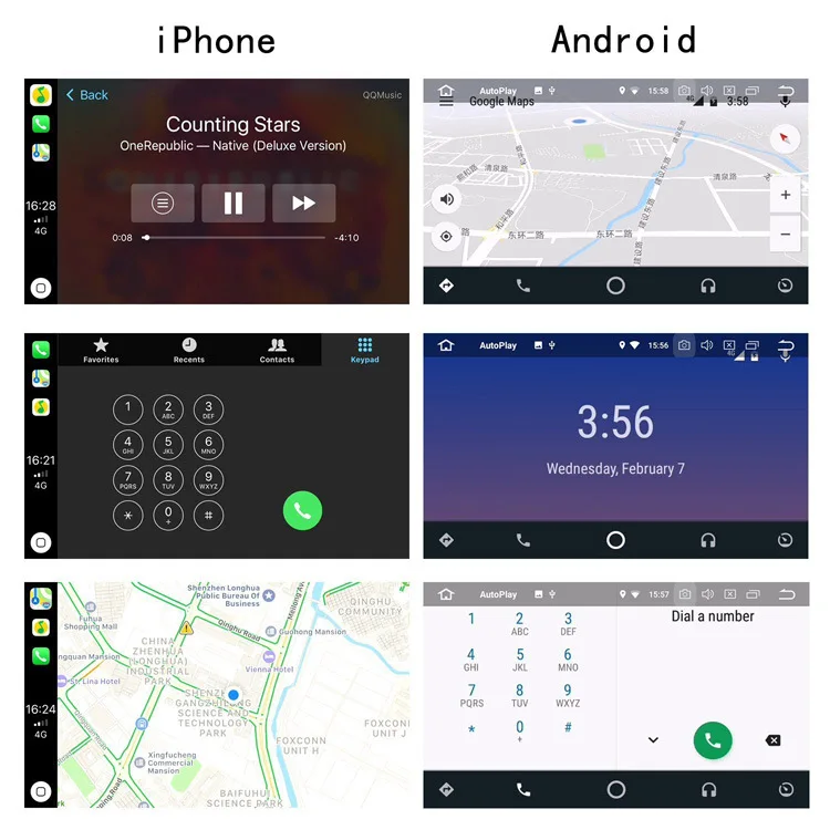 Android Автоматическая навигация зеркальная ссылка USB для iPhone Apple автомобили играть