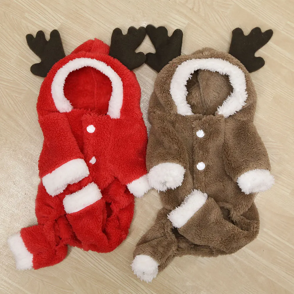 

Рождественский костюм для собак, одежда для домашних животных, кошек, щенков, пальто, куртка на четыре лапы, теплая плотная флисовая одежда, ...