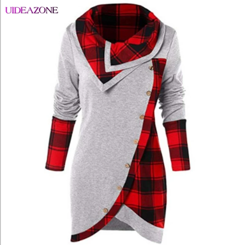 UIDEAZONE клетчатый шарф женская рубашка лоскутные куртки длинный рукав шотландская