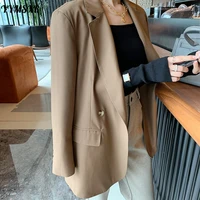 5xl large size womens office jacket high quality autumn and winter double breasted loose long sleeved ladies jacket elegant
