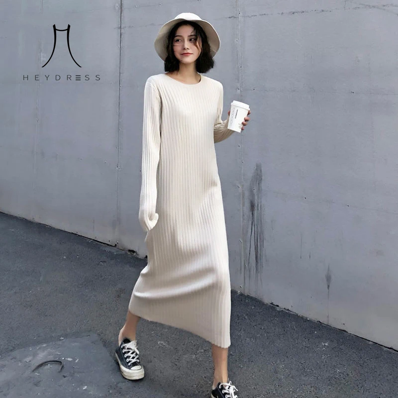 Женское вязаное платье Heydress свободное винтажное свитер с длинным рукавом теплое