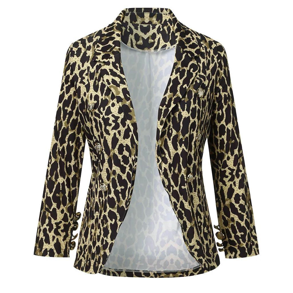 

Office Lady Fashion Leopard Printed Blazer Women Casual Long Sleeves Regular Fit Coat Jacket Tops Clothing