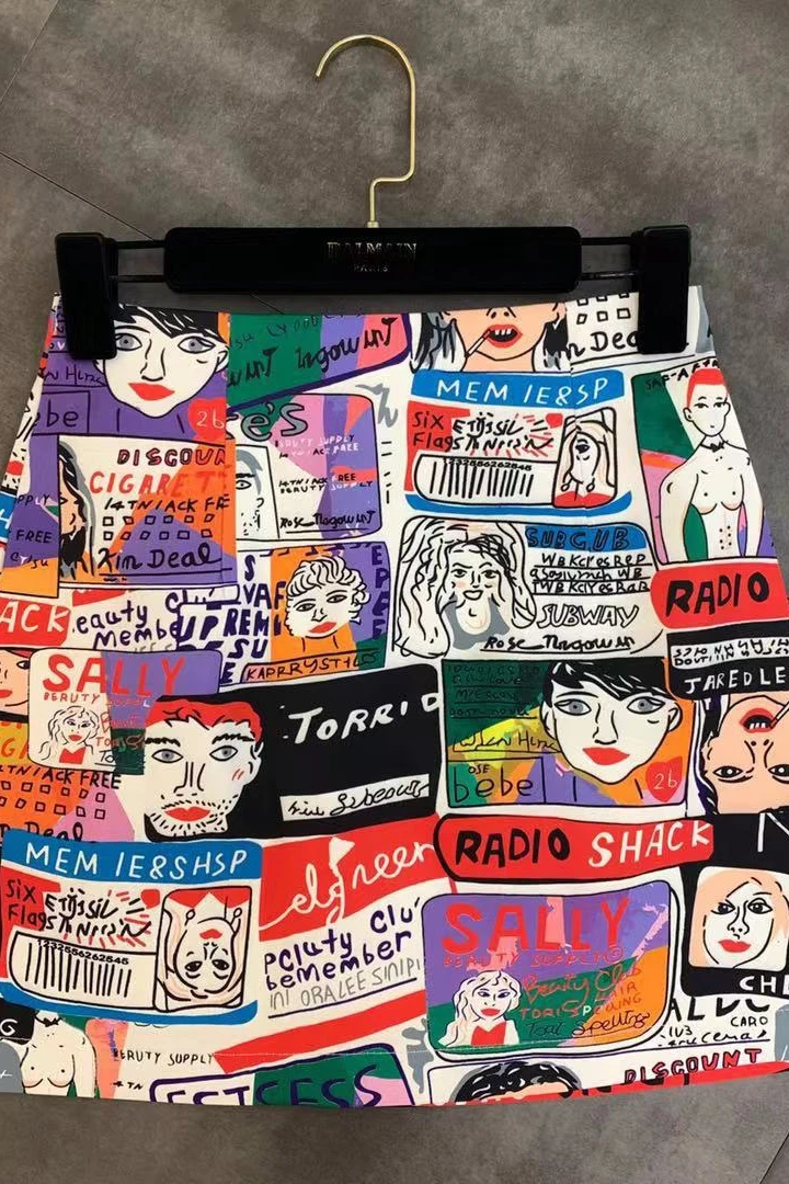 

Tutu Faldas Mujer Rushed Polyester Casual Skirt Saia Longa Women's New Letters Color Beauty Cartoon For Graffiti Trend Women