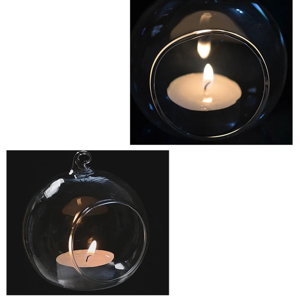 

Brand 1PC Hanging Tealight Holder Glass ORB Terrarium Glass Globe Candle Holder Candlestick Wedding Bar Decor