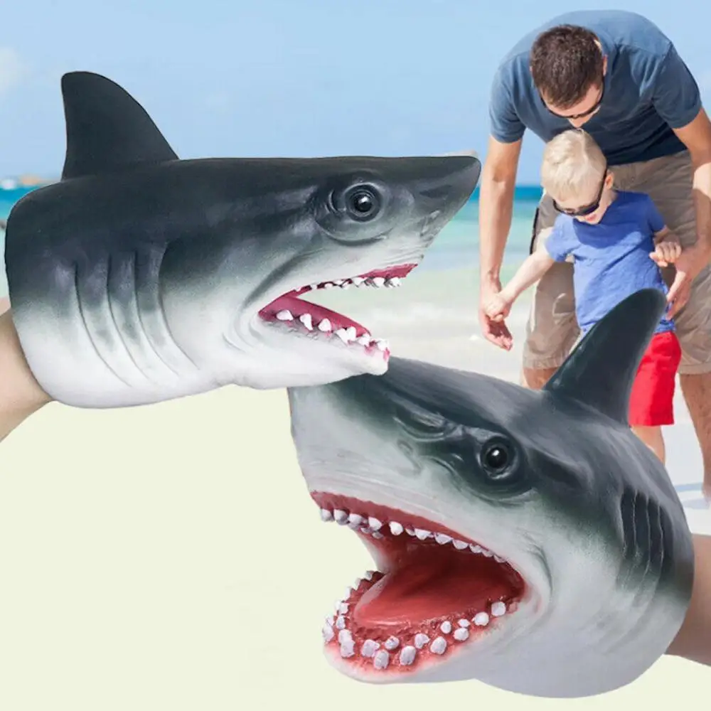 Акула ручной кукольные перчатки Мягкий силикон-Виниловый голова животного