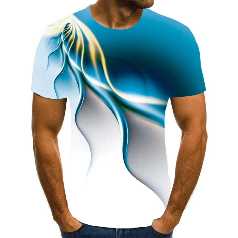 

Nueva gran oferta 2021 Camiseta para hombre de manga corta con estampado 3D, camiseta con rayos sueltos de cuello redondo, cam