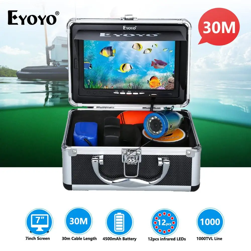 Precio Eyoyo-Cámara De Pesca EF07B De 7 Pulgadas, 30M, 1000TVL, Cámara De Pesca Submarina, 12 Uds.