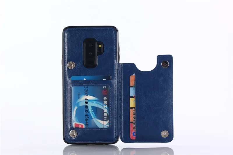 blue Двухкнопочный Флип-кошелек для samsung Galaxy S7 S7 Edge S8 S8 Plus S9 S9 Plus S10 S10 Plus Note8 9 кронштейн чехол из ТПУ - Цвет: blue