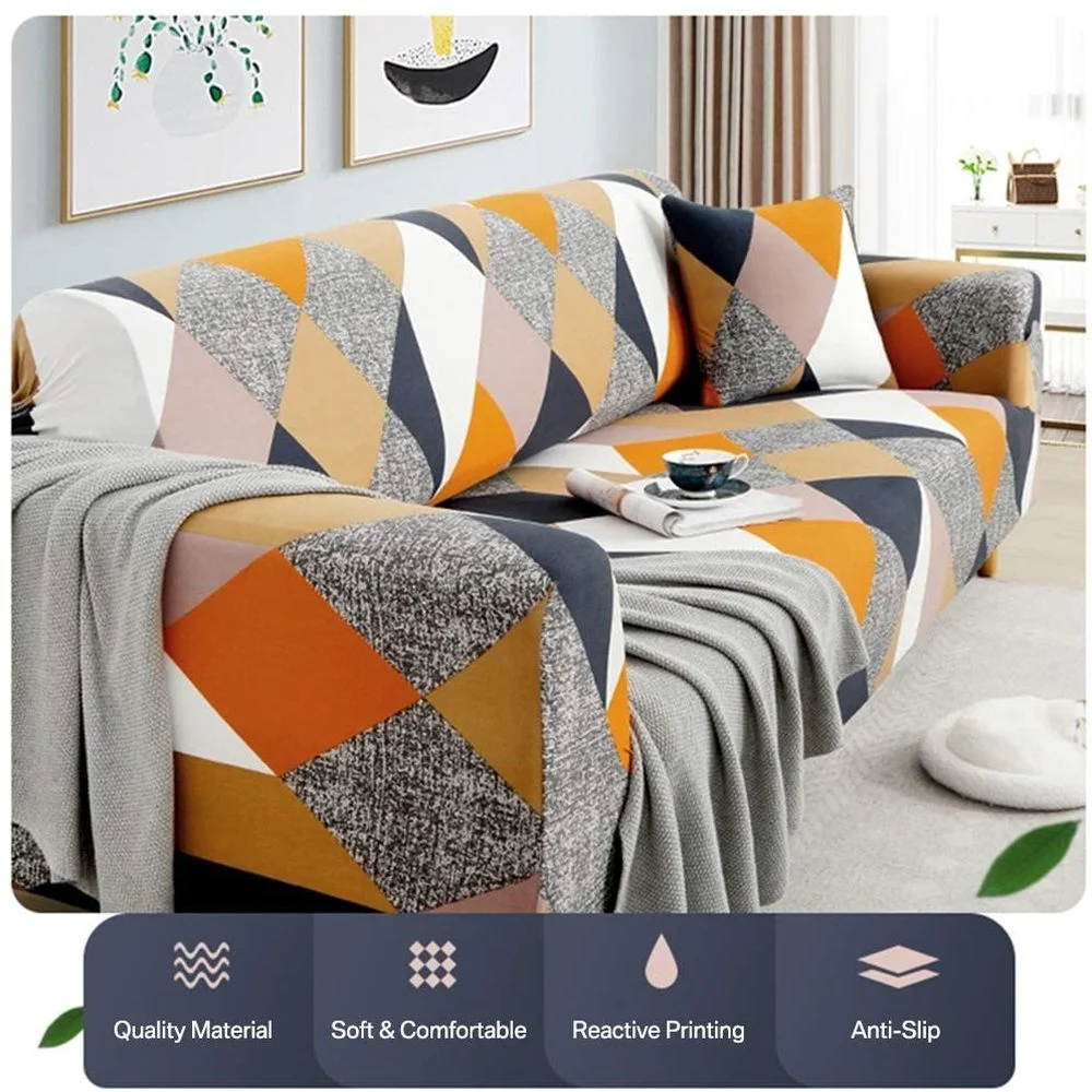

Printed Sofa Cover Elastic Printing Sofa Cover For Living Room Corner Sofa L-shaped Couch Cover Slipcover With 1Pcs Pillow Cover