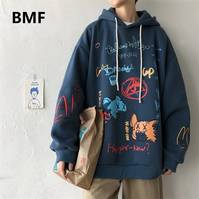 Модная толстовка с принтом граффити в стиле хип-хоп корейские толстовки большого