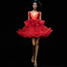 Женское платье-лапша, красное короткое вечернее платье ручной работы, бальное платье