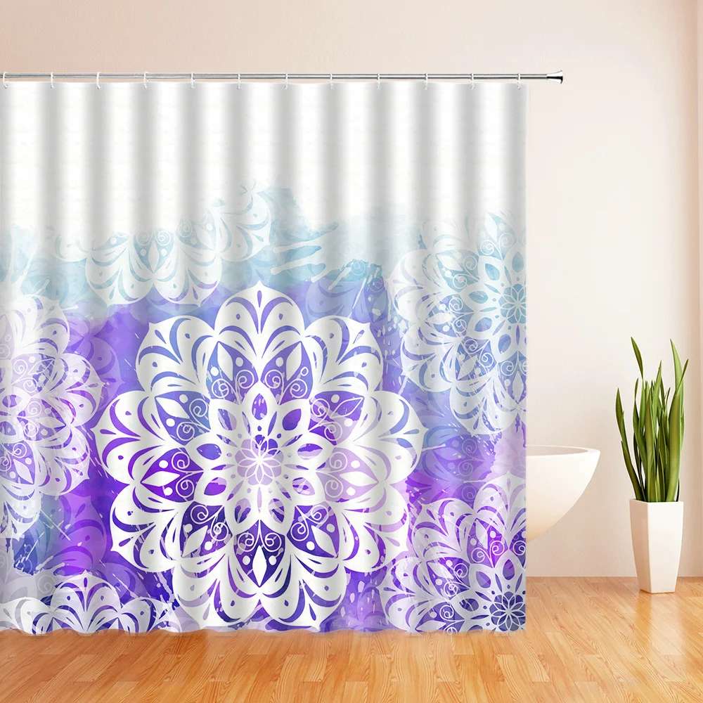 

3d Printing Modern Colorful Flower Shower Curtain Waterproof Bath Curtain With Hooks Bathroom Curtain Polyester Cloth Home Decor
