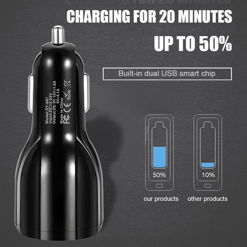Олаф автомобильное зарядное устройство Quick Charge 3,0 2,0 зарядное устройство для мобильного телефона быстрое автомобильное зарядное устройство для iPhone XS Max samsung 2 порта USB зарядное устройство для телефона s