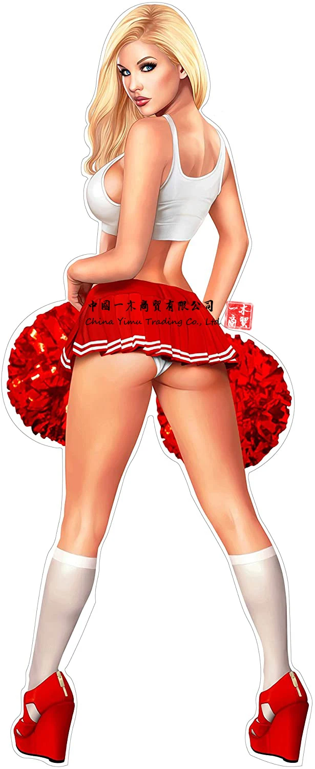 

Pinup Aufkleber Cheerleader mit Pompons Autoaufkleber Sticker Girls Retro Bikini car stickers