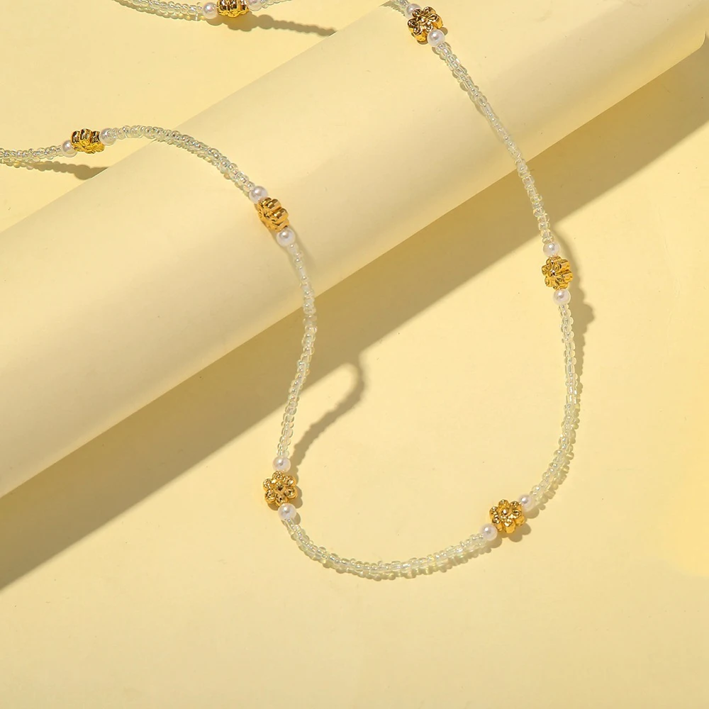 

New Korean Flowers Daisy Necklace Beads Chain Glasses Mask Holder Woven Cord Eyeglasses Lanyard for Women Girls Fashion