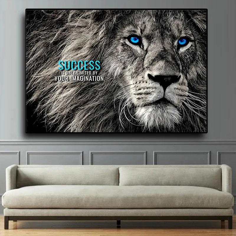 

Lion Inspirational Quotes Animals Poster and Prints Canvas Painting Modern Wall Art Picture For Living Room Home Decor
