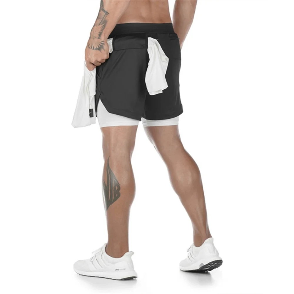 

2021 Summer Running Shorts Men 2 in 1 Sports Jogging Fitness Shorts Training Quick Dry Mens Gym Men Shorts Sport gym Short Pants