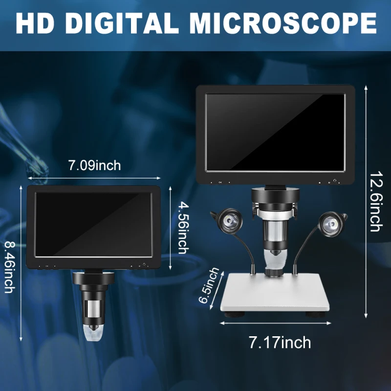 

2020 Latest 12MP DM9 HD 7 Inch Screen 1200x High Definition LED Display Digital Microscope Industrial Magnifier