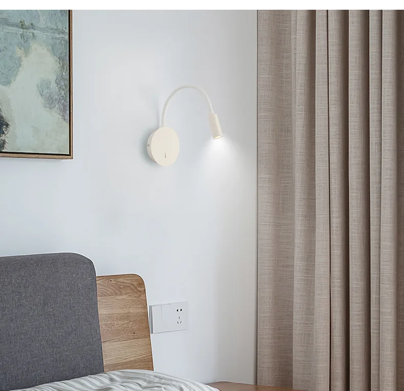 Прикроватная Светодиодная лампа для чтения с гусиной шеей 3 Вт настенное