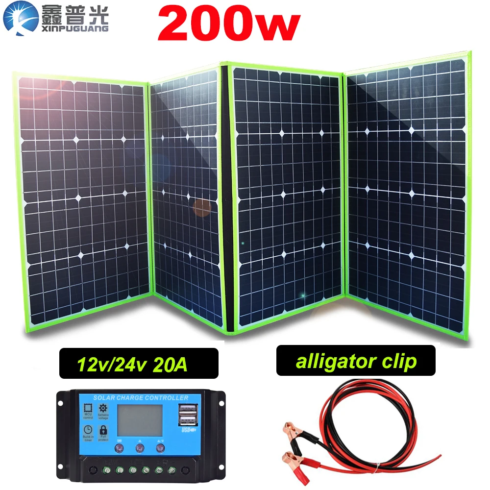 xinpuguang 100w 150w 150w 200w 300w 300w 12v/20v гибкая солнечная батарея панель складной портативный домашний комплект наружного зарядного устройства 5v USB для телефона автомобиля RV походы туристическая лодка походн