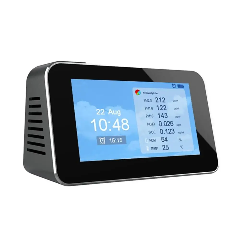 PM2.5/PM10/PM1.0/TVOC/CO2 тестер качества воздуха AQI анализатор температуры и влажности