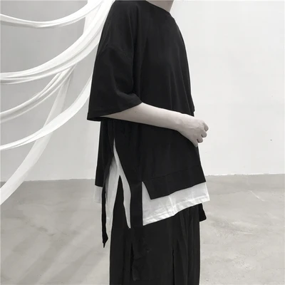 

NEW FASHION JACKET SUMMER 2020 new black loose big fake two INS super hot short-sleeved t-shirt women and men