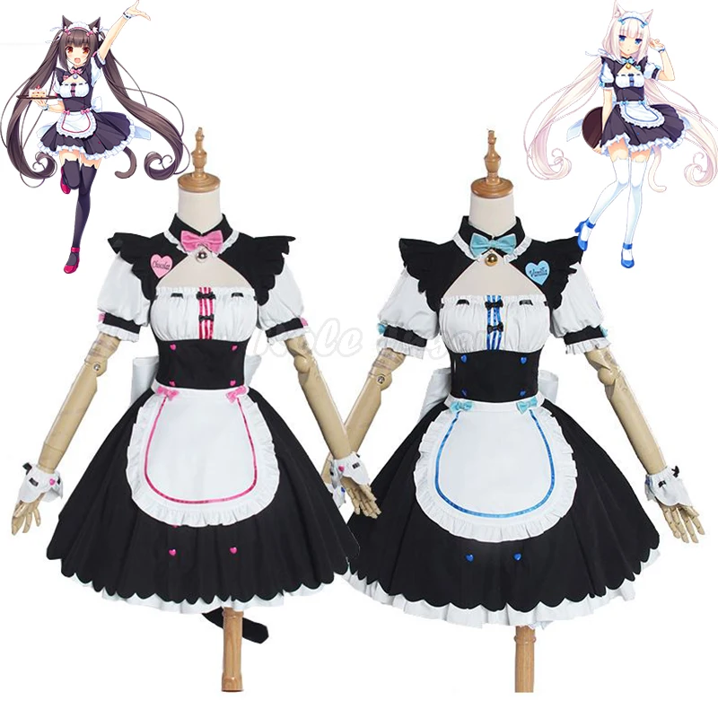 

Anime Cosplay NEKOPARA Chocola Vanilla Costume Halloween Party Cat Neko Girl NEKOPARA Maid Dress Wig Sets Role Playing C138M75