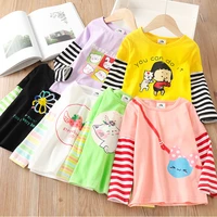 2021 spring autumn fashion 2 3 4 5 6 7 8 910 years cute cotton striped color patchwork cartoon basic t shirt for kids baby girls