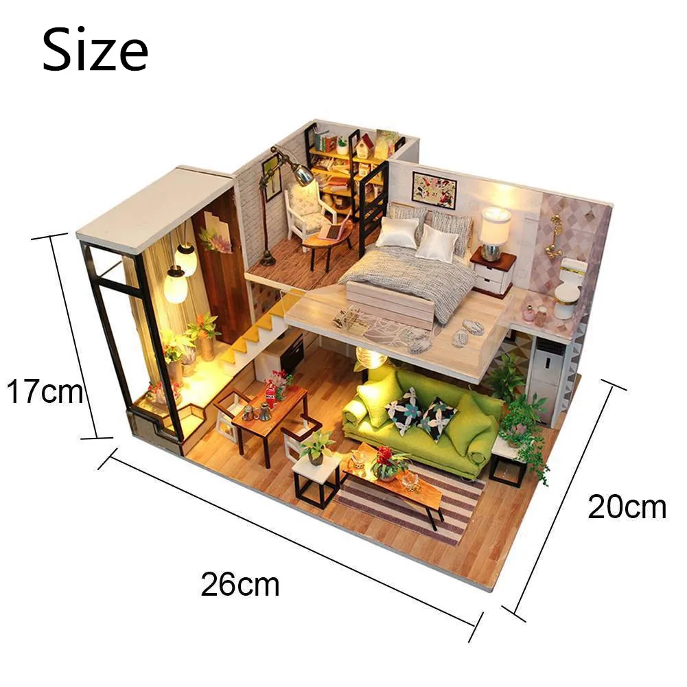 

Christmas Gifts Miniature Diy Puzzle Toy Doll House Model Wooden Furniture Building Blocks Toys Birthday Gifts LOFT VILLA