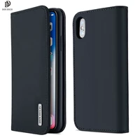 for iphone xs case dux ducis wish series genuine leather wallet flip case with card slot magnetic closure full protection