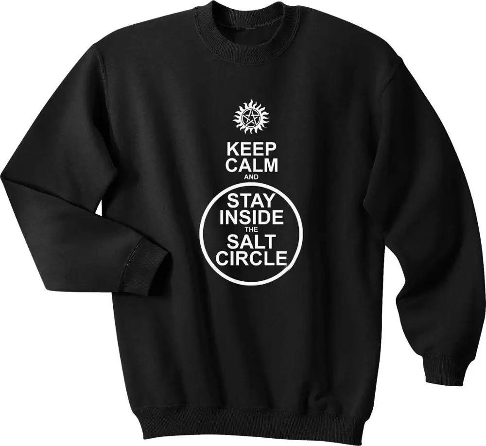 Свитшот с надписью Keep Calm and Stay Inside Круглый свитшот забавный графический девиз