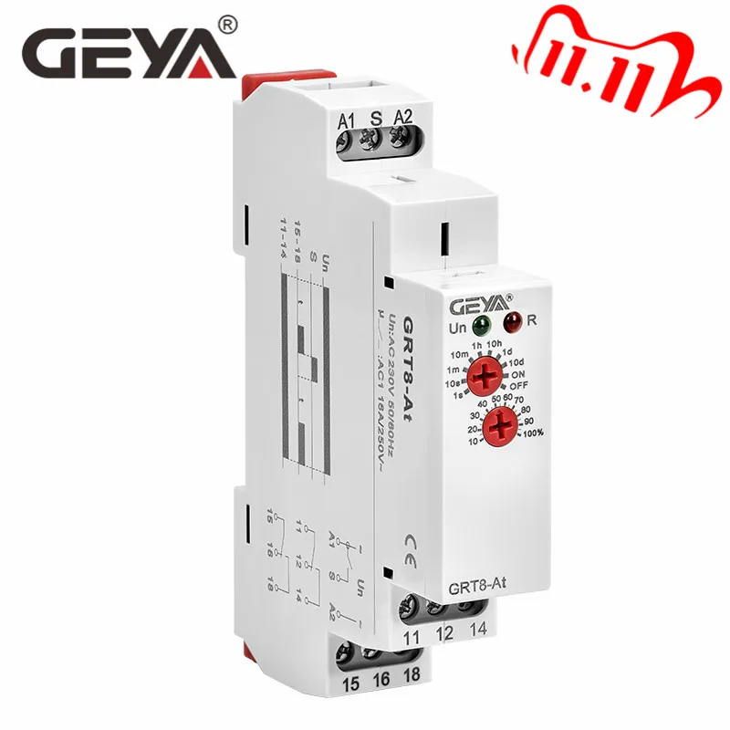 GEYA GRT8 At Bt реле времени задержки выключения с мгновенным контактом 16 А 50 60 Гц AC230V
