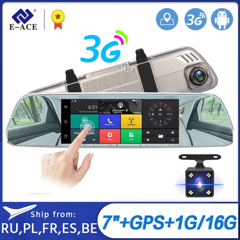 Зеркало заднего вида с сенсорным экраном 7 дюймов 3G Android 5 0 GPS Bluetooth Handfree Wi Fi FHD 1080P16G