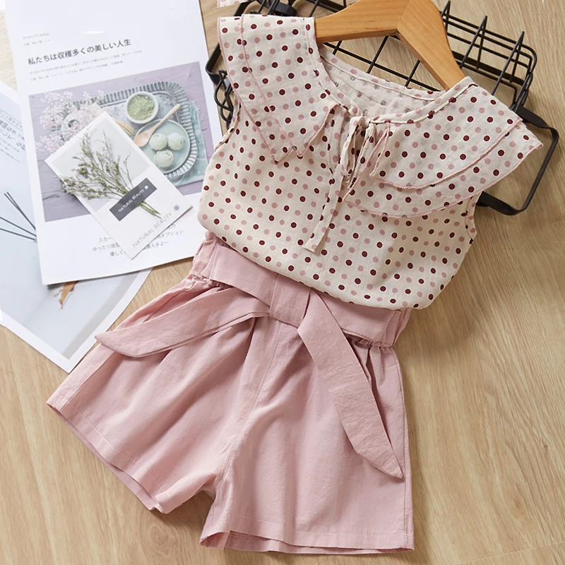 Милая детская одежда лето 2020 новая рубашка в горошек с короткими рукавами