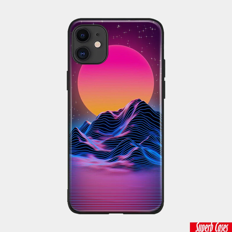 Мягкий силиконовый телефонный чехол Synthwave с паровым пейзажем для iPhone 6 6S 7 8 Plus X XR XS