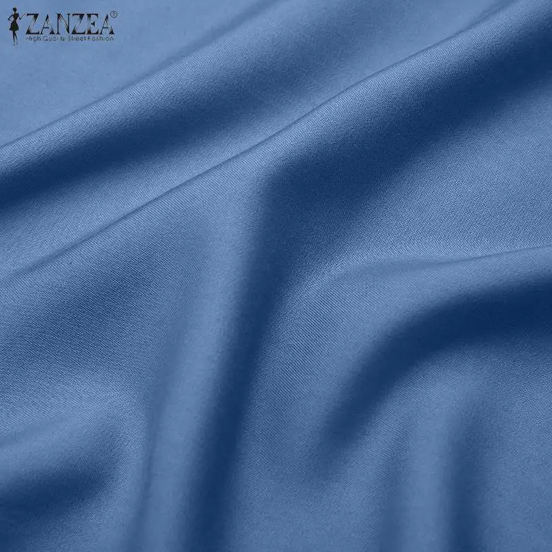 

Summer Kaftan Work Trousers Casual Loose Women ZANZEA Palazzo Pockets Wide Leg Pants Elastic Waist Solid Pantalon Plus Size 5XL