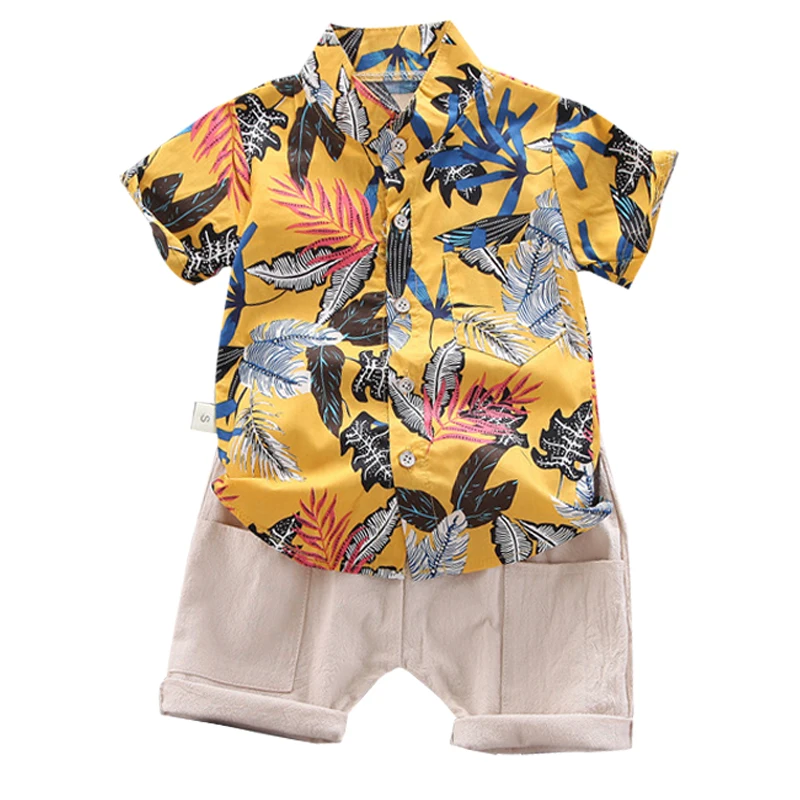 2021 new children's clothing birthday Summer Boys' printed boys' cotton long sleeve 2-piece shirt + pants 01234 years old |