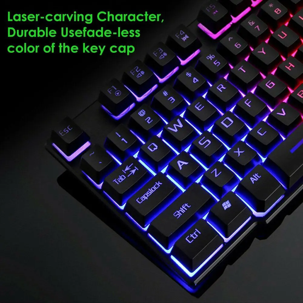 

T6 Ergonomic Keyboard Mouse Combo USB Wired Keyboard Gaming Kit Waterproof Rainbow LED Backlit Gamer Keyboard And Mouse Set