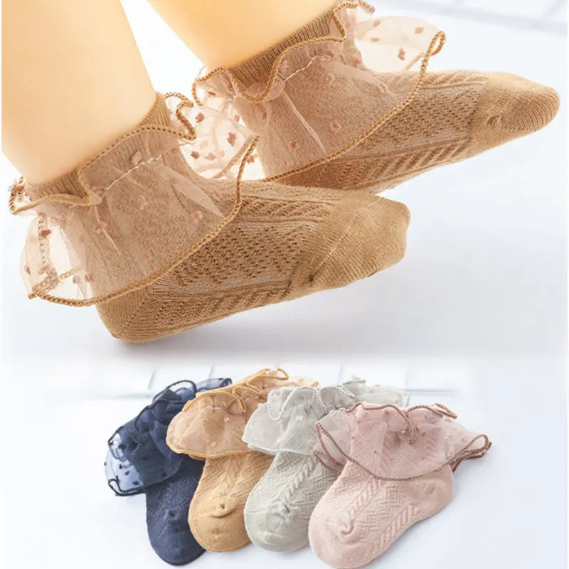 Детские носки для новорожденных маленьких девочек кружевные сетчатые хлопковые
