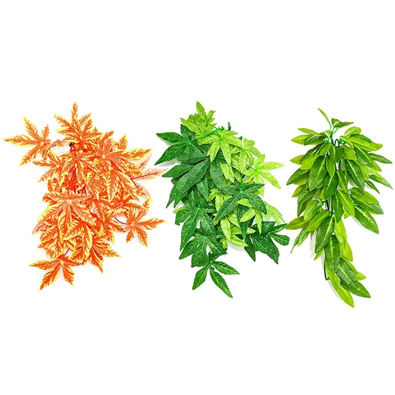 3 упаковки растения для рептилий подвесное шелковое растение террариума с