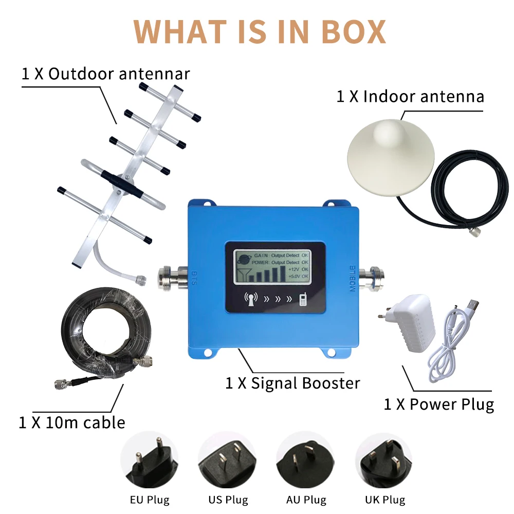 

4G Cellular Amplifier 800 1800 2100 2600Mhz CellPhone Cellular Repeater GSM DCS WCDMA LTE 2g3g4g Mobile Signal Booster
