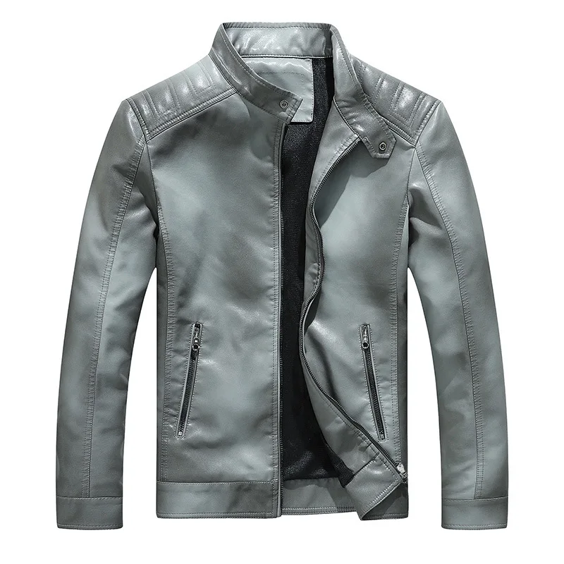 

HONFll Men Leather Jackets Pu Warm Fleece Locomotive PU Leather Jacket Young Leather Jacket Men's Wear leather jackets for men