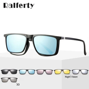 Ralferty 6 In 1 Magnet Sunglasses Men Polarized Clip On Glasses Women Square Prescription Optic Fram in USA (United States)