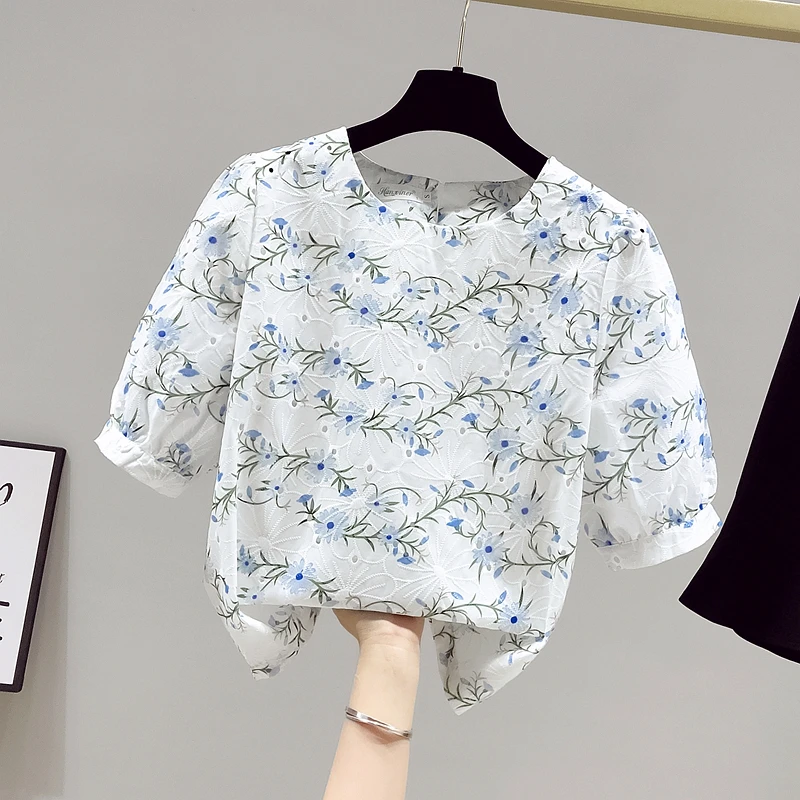 

Новинка, летнее, элегантное, платье для женщин с круглым вырезом и короткими рукавами Цветочные выдалбливают кружева рубашки Женский Повсе...