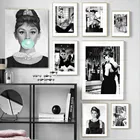 Постер Одри Хепберн, черно-белая Настенная картина, черное платье Хепберн, Картина на холсте для гостиной, спальни, домашний декор, картина
