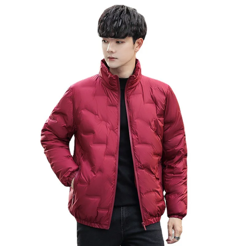 Winter new men's down jacket simple youth Korean thickened duck down casual jacket stand collar fashion trendy men's clothing